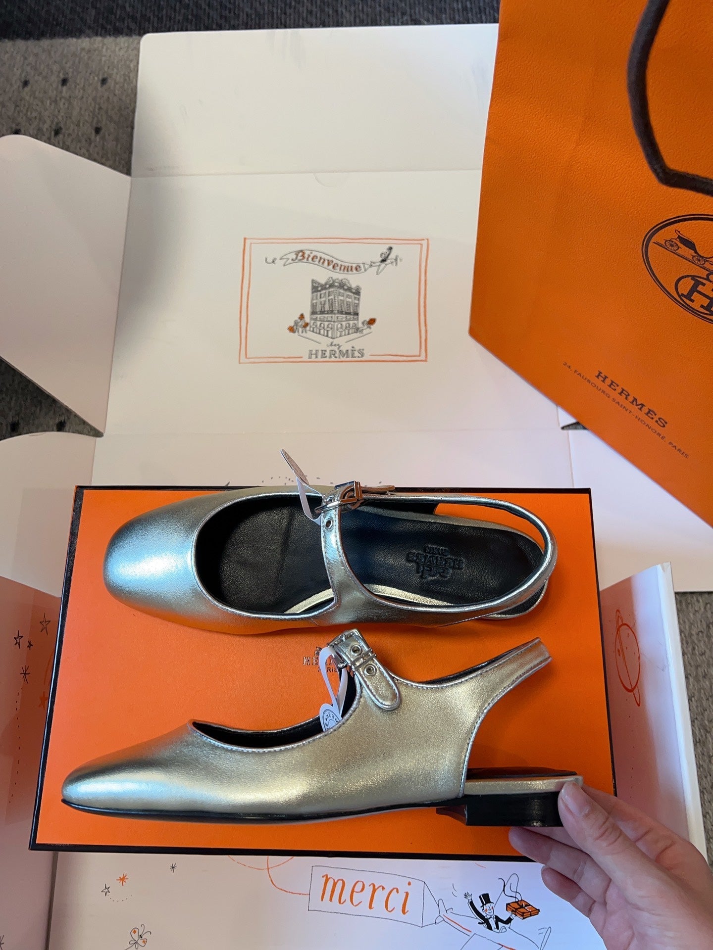 KLEO SLINGBACK IN SILVER CALFSKIN、mysite、Cacoeks