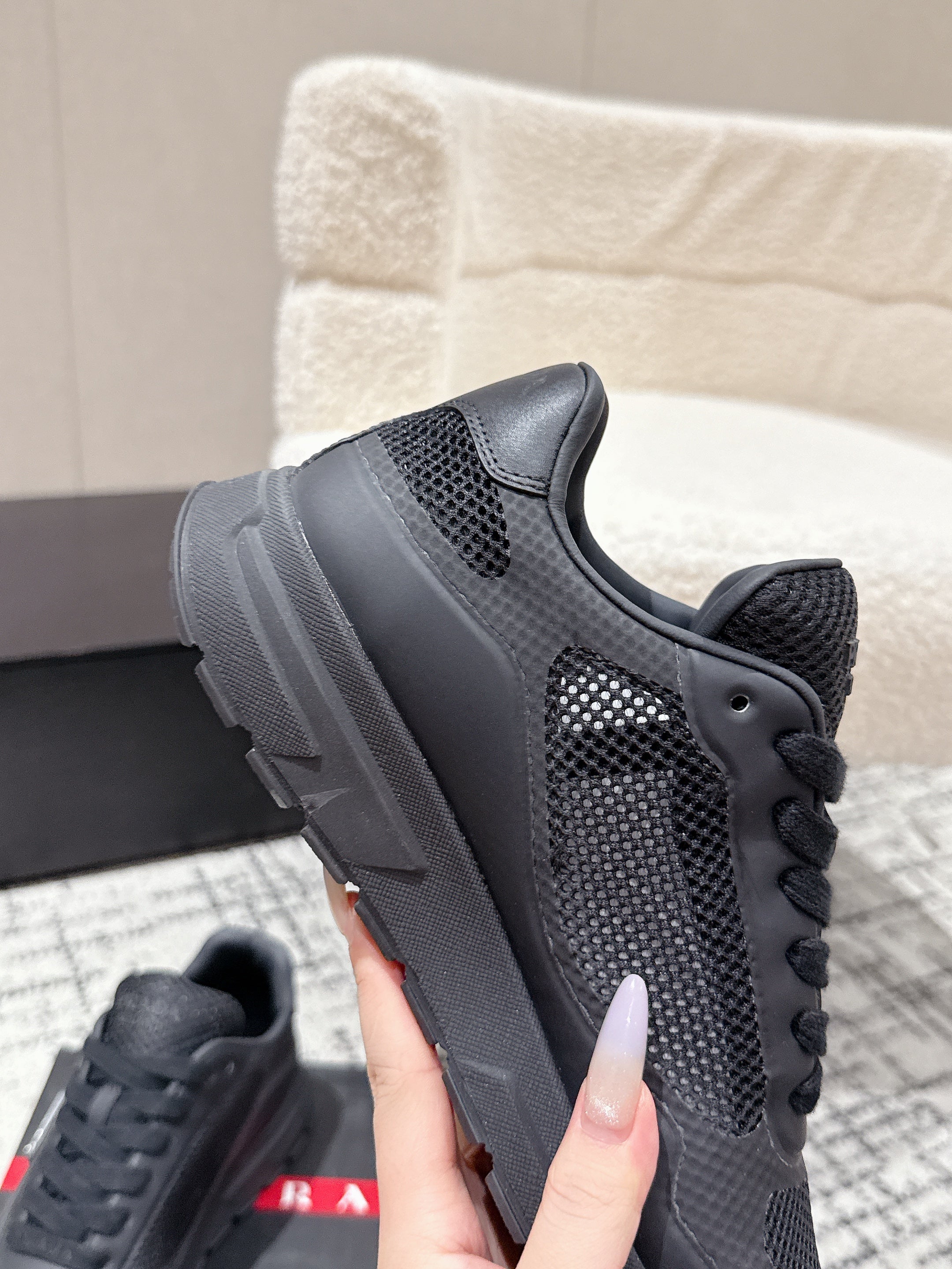 PRADA 25S MEN SNEAKERS IN BLACK CANVAS、mysite、Cacoeks