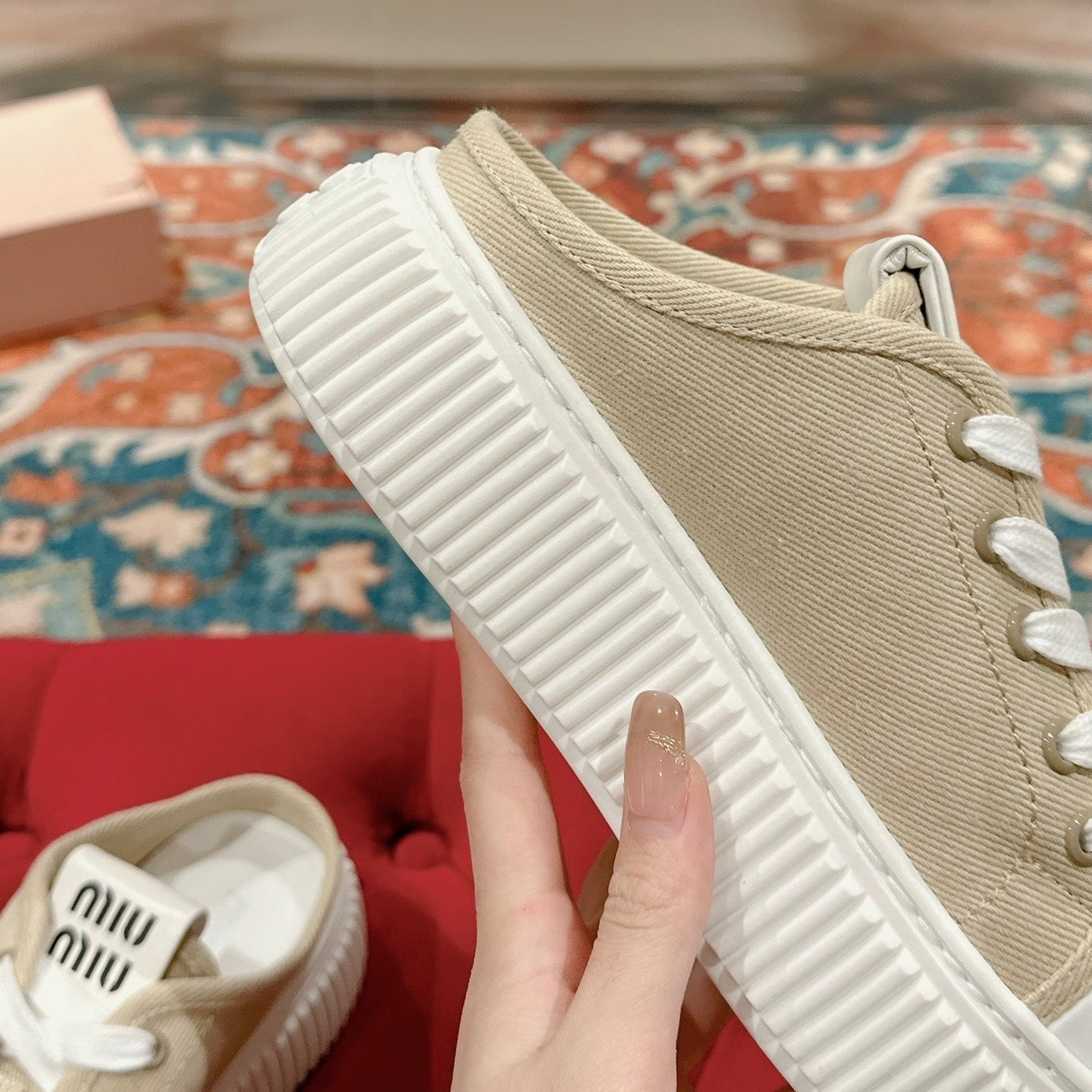 Sneakers Mules Bright Cream Color Canvas、mysite、Cacoeks