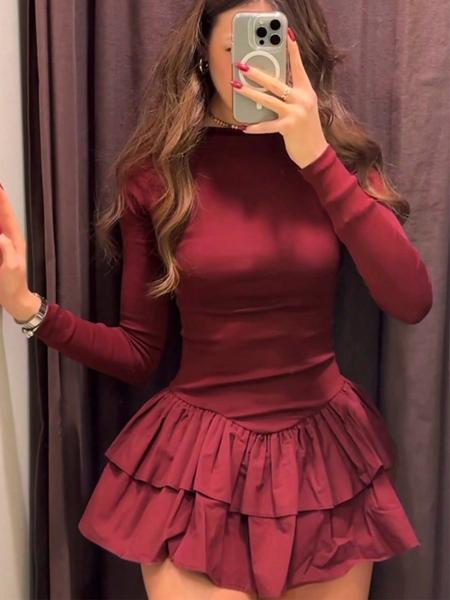 Autumn Winter Women's Knitted Dress, Soft Skin-Friendly Fabric, Slimming One-Shoulder Design, Perfect for Dates & Daily Wear