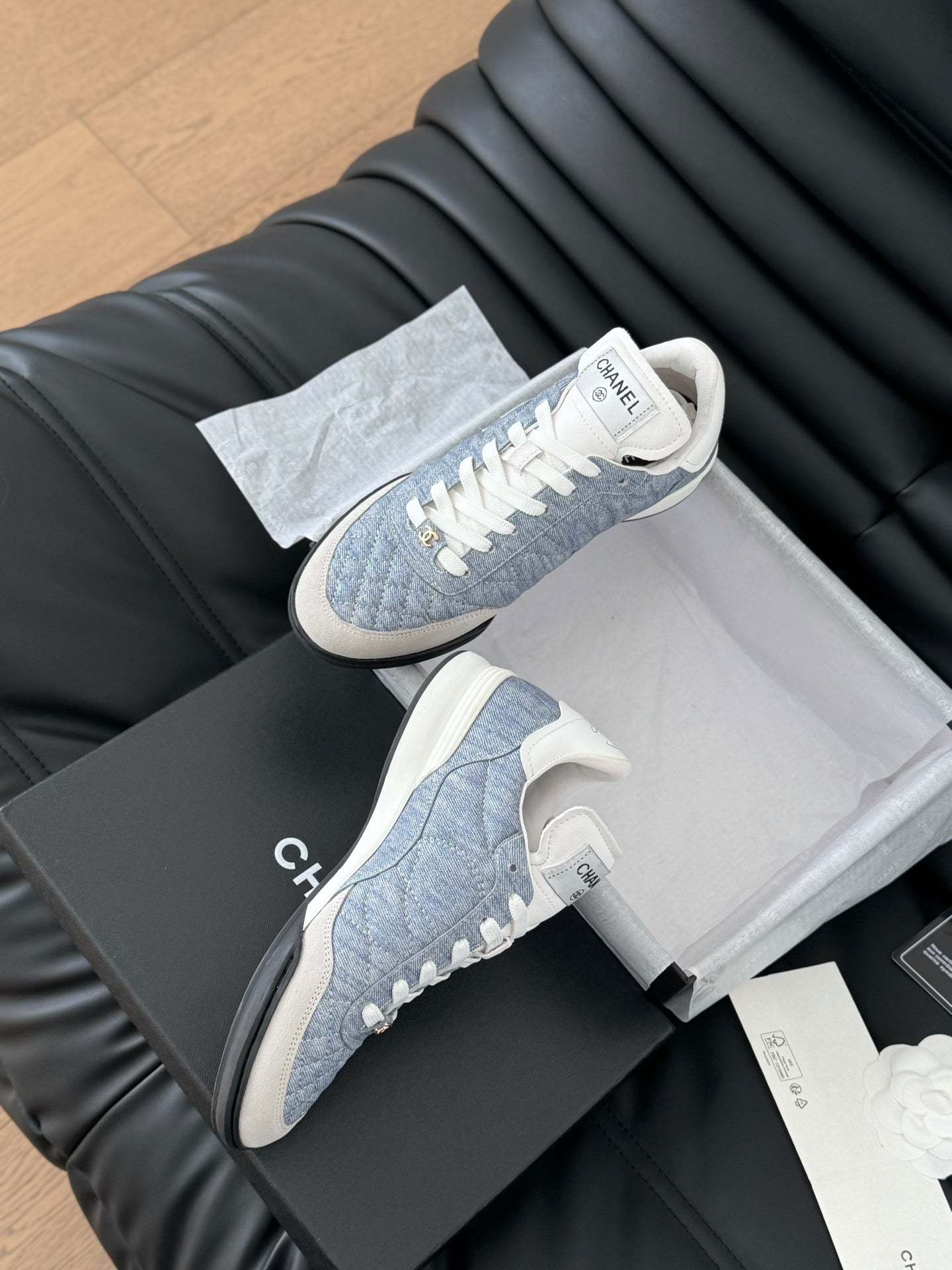 CC SNEAKER IN LIGHT BLUE MIX WHITE EMBROIDERED LAMBSKIN、mysite、Cacoeks