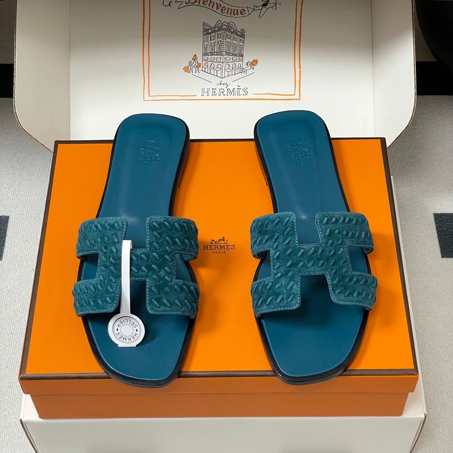 HM 25S ORAN SANDAL IN DARK BLUE SUEDE AND LAMBSKIN、mysite、Cacoeks