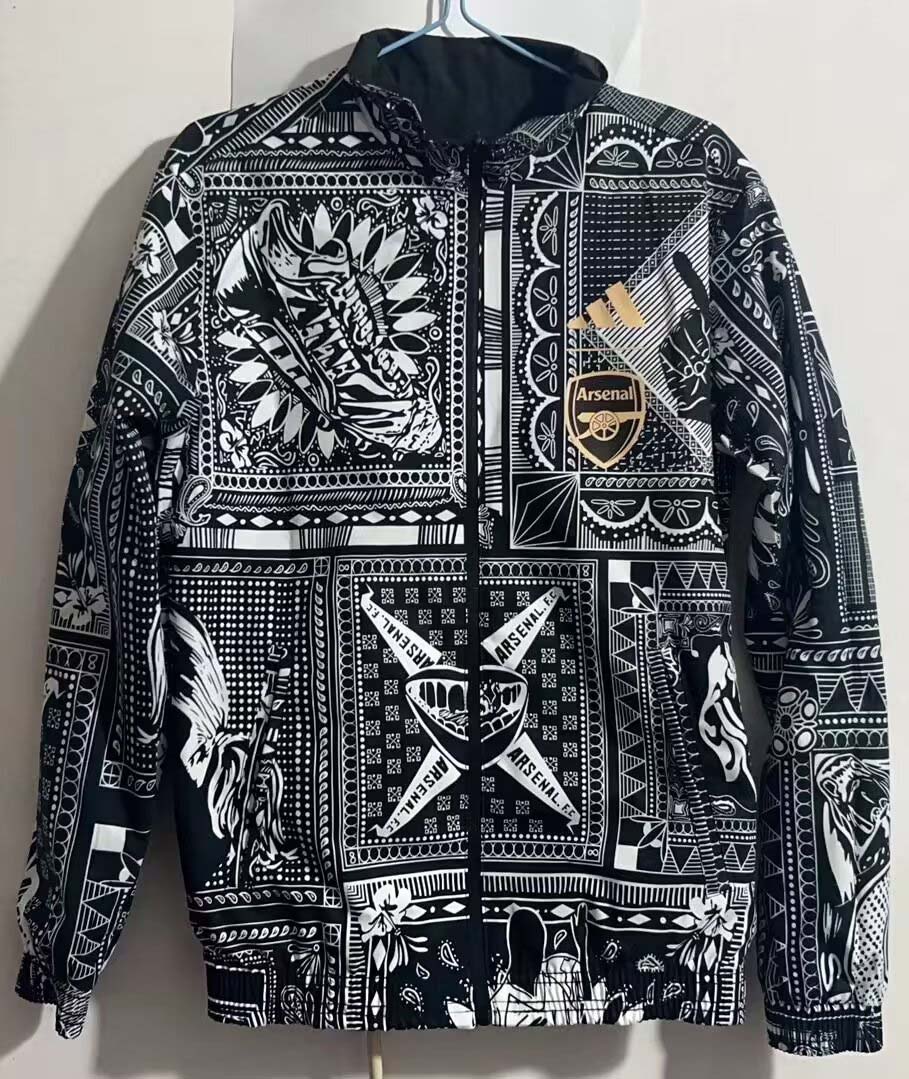 2023-2024 Arsenal Reversible Windbreaker Black-gray Soccer Jersey 1:1 Thai Quality:football jersey mysite: unitedjerseyfootball 邓江浪:football