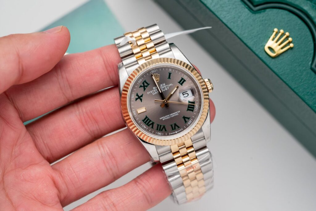 Đồng Hồ Rolex DateJust Bọc Vàng Vàng Mặt Wimbledon Nhà Máy GM 36mm (2)