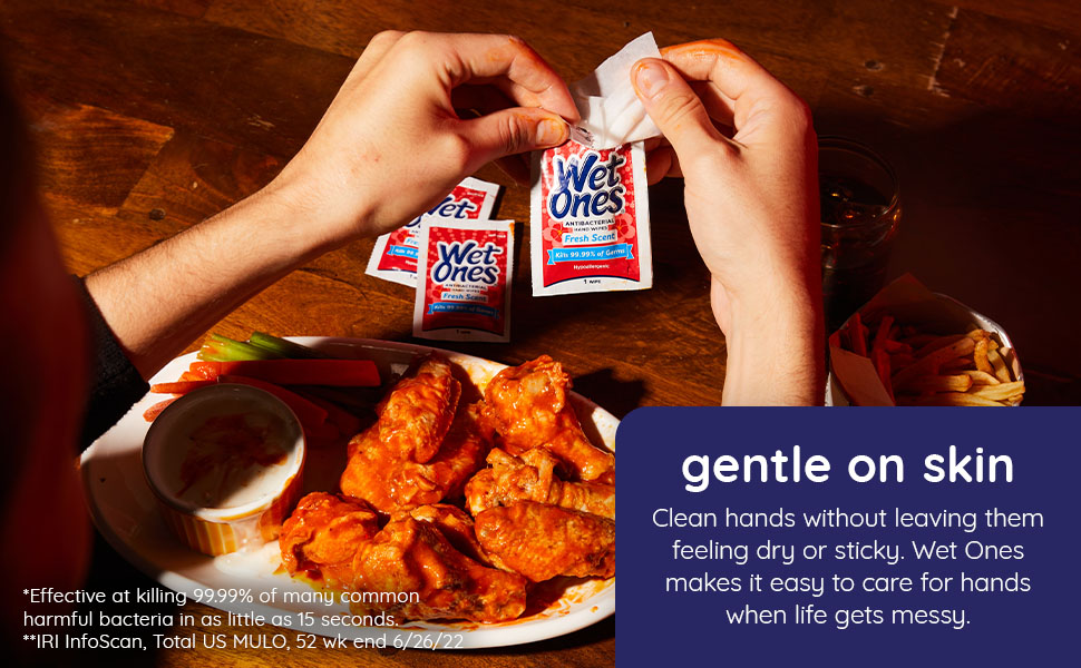 Wet Ones Antibacterial Hand Wipes clean hands fresh scent on the go