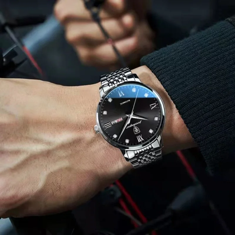Poedagar Men Watch Luxury Waterproof Luminous Date Week Stainless Steel Mens Quartz Watches for Men Business Relogio Masculino
