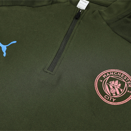 JerseysGala.com | Manchester City 24-25 Long Sleeve Training Set - Army Green -Customize Name, Number and Patch | Worldwide Shipping