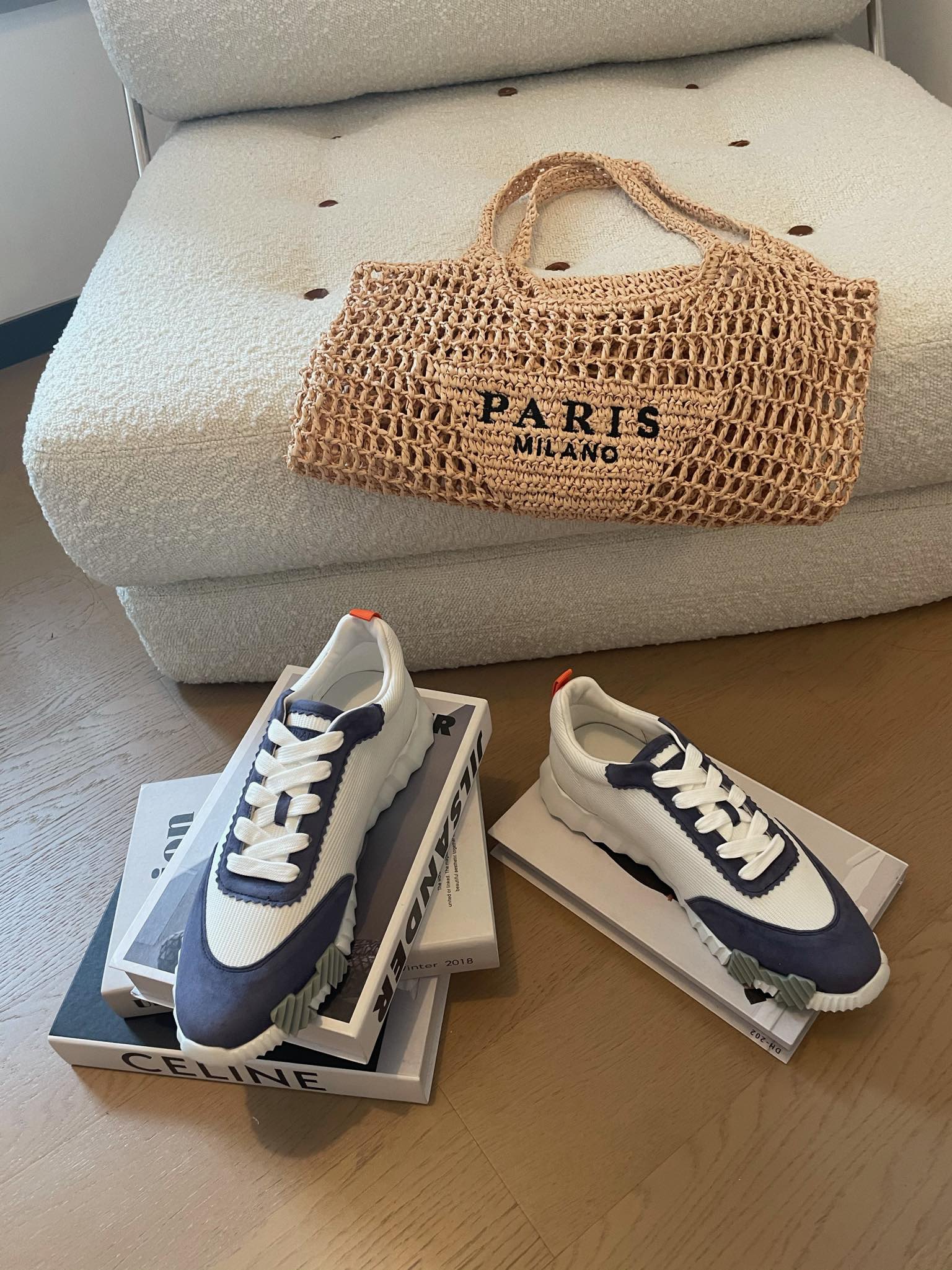 BOUNCING SNEAKERS LIGHT GRAY MIX NAVY CALFSKIN、mysite、Cacoeks