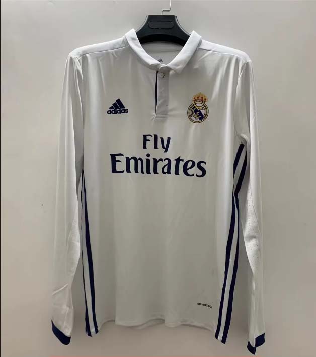 2016/2017 Retro Long Sleeve Real Madrid Home Football Shirt-mysite Custom Football Kit- Nextkits