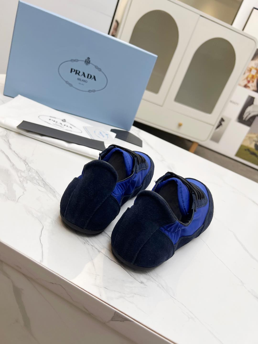 COLLAPSE SNEAKERS IN BLUE SUEDE AND NYLON、mysite、Cacoeks