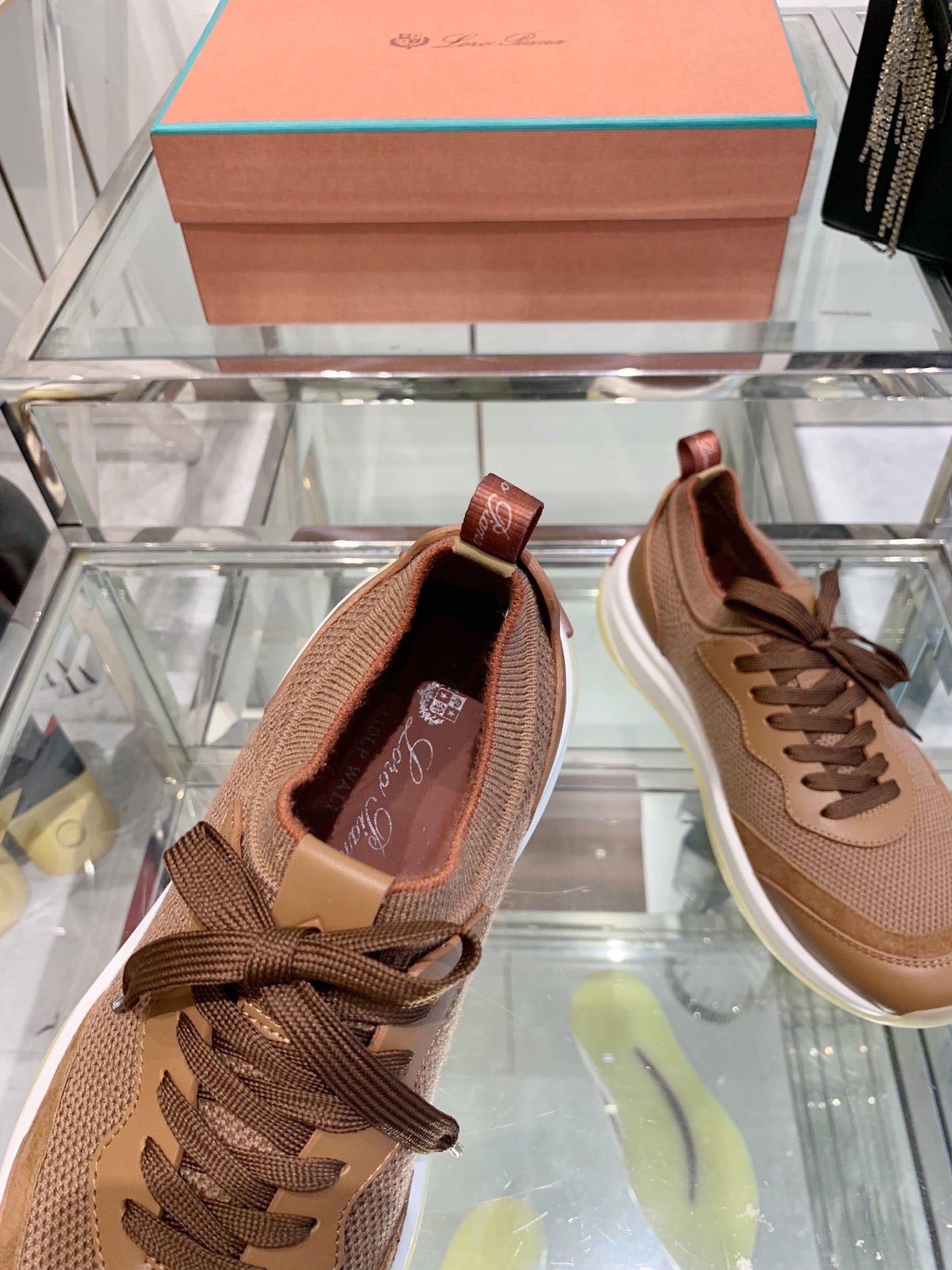 SNEAKER IN BURNT ORANGE CANVAS MIX SUEDE WITH LAMBSKIN、mysite、Cacoeks