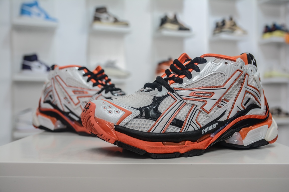 Balenciaga Runner Sneaker in White Orange Black、mysite、Cacoeks