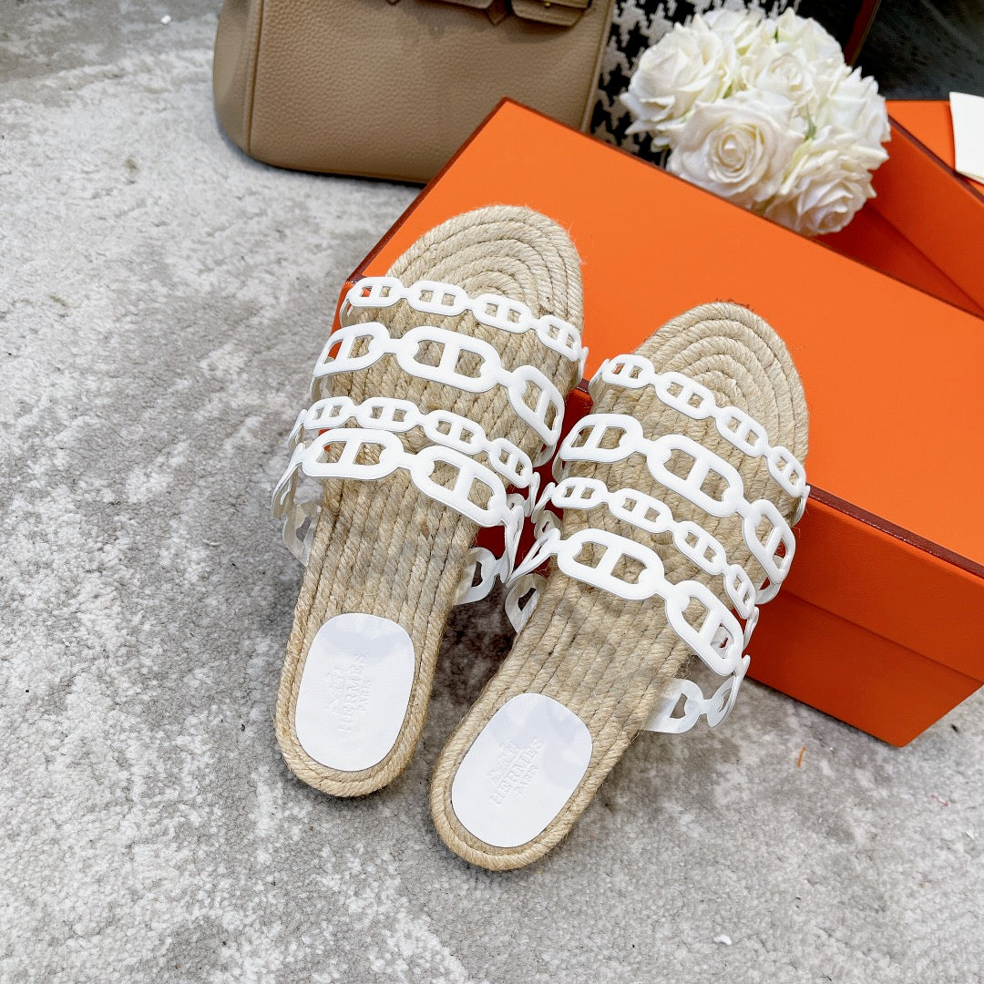 STRAW SOLE SLIPPERS WHITE LAMBSKIN、mysite、Cacoeks