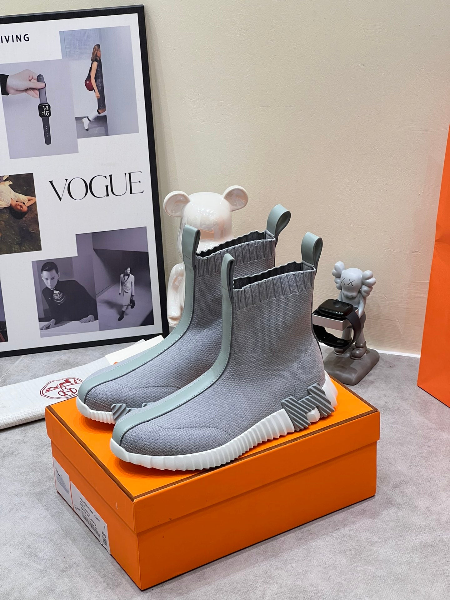 H FUN CLASSIC SNEAKER STYLISH LIGHT GRAY FABRIC、mysite、Cacoeks