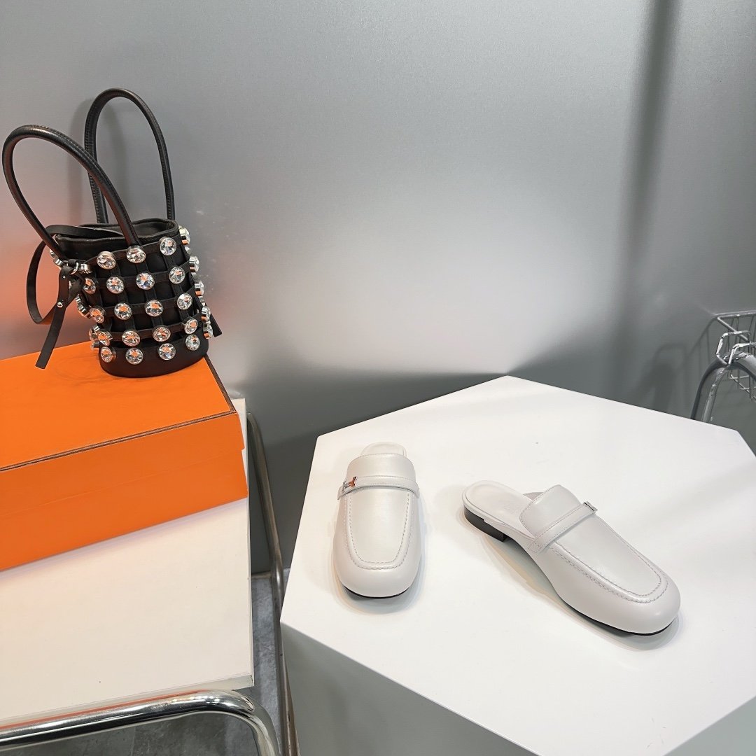 Lena Mule White Leather、mysite、Cacoeks