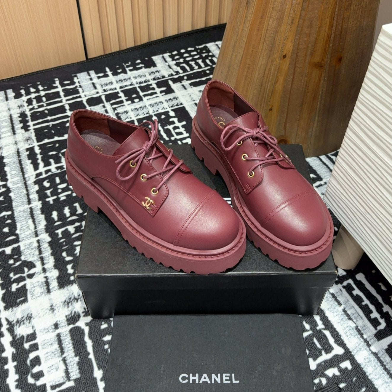 CC OXFORD SHOES IN BURGUNDY RED CALFSKIN、mysite、Cacoeks