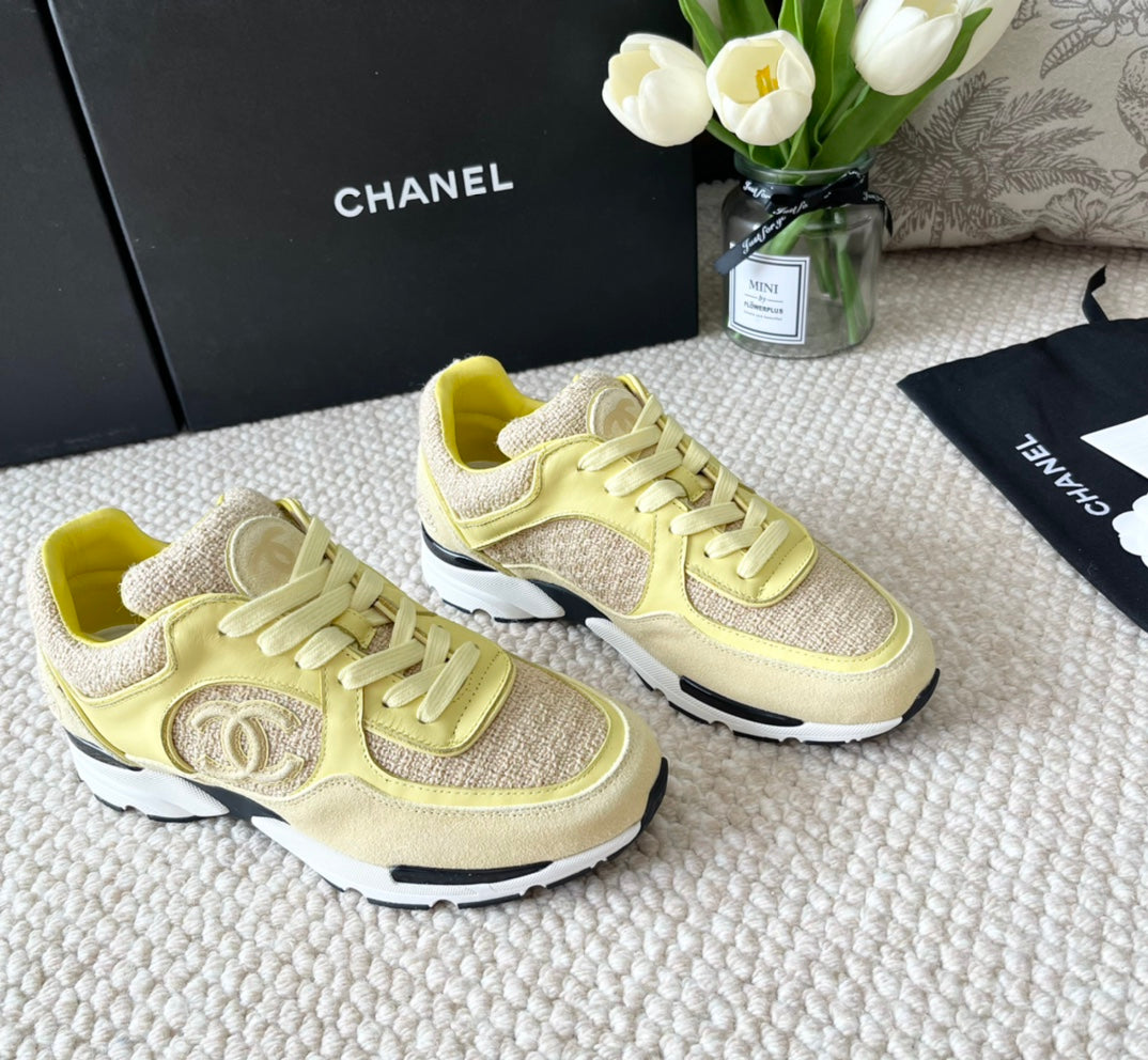 CC SNEAKER IN LIGHT YELLOW WOOL TWEED AND SUEDE、mysite、Cacoeks