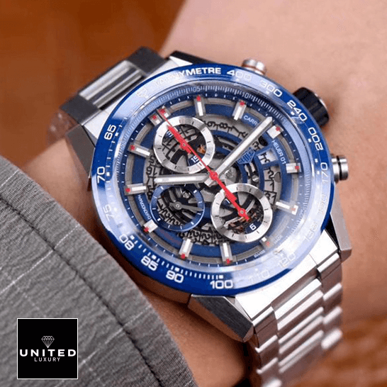 Tag Heuer cAR201T.BA0766 Carrera Automatic Blue Bezel Replica on the wrist