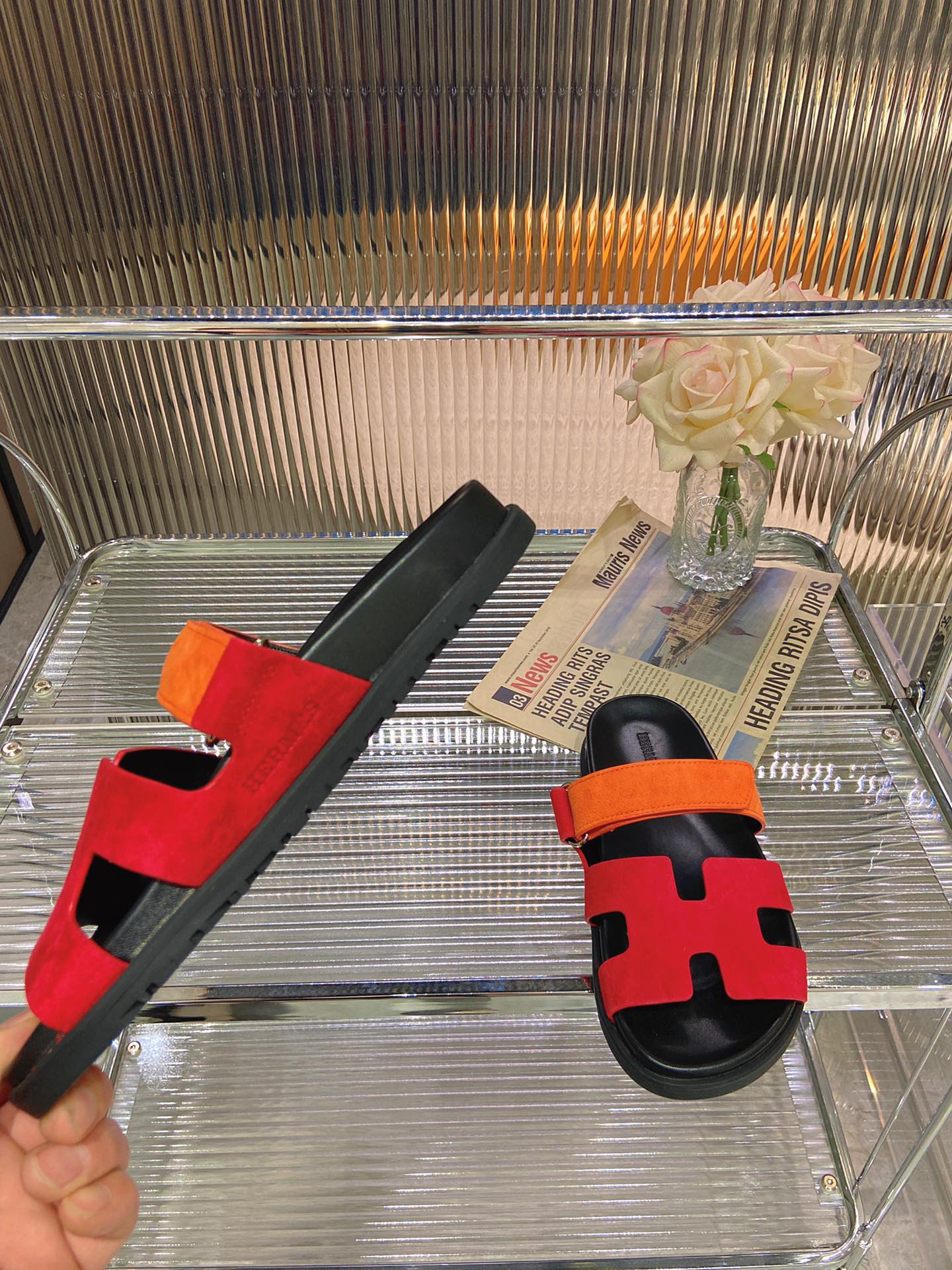 CHYPRE SANDAL RED MIX ORANGE SUEDE、mysite、Cacoeks