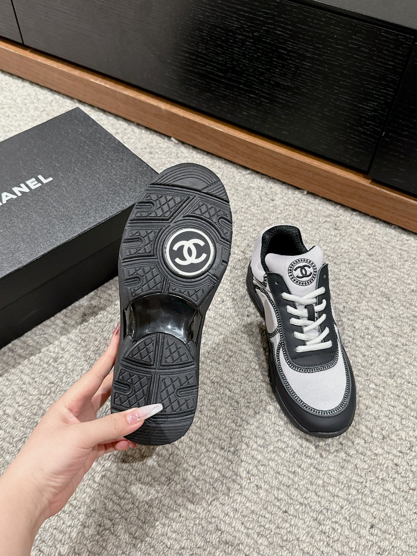 CLASSIC TRAINER IN GREY MIX BLACK FABRIC、mysite、Cacoeks