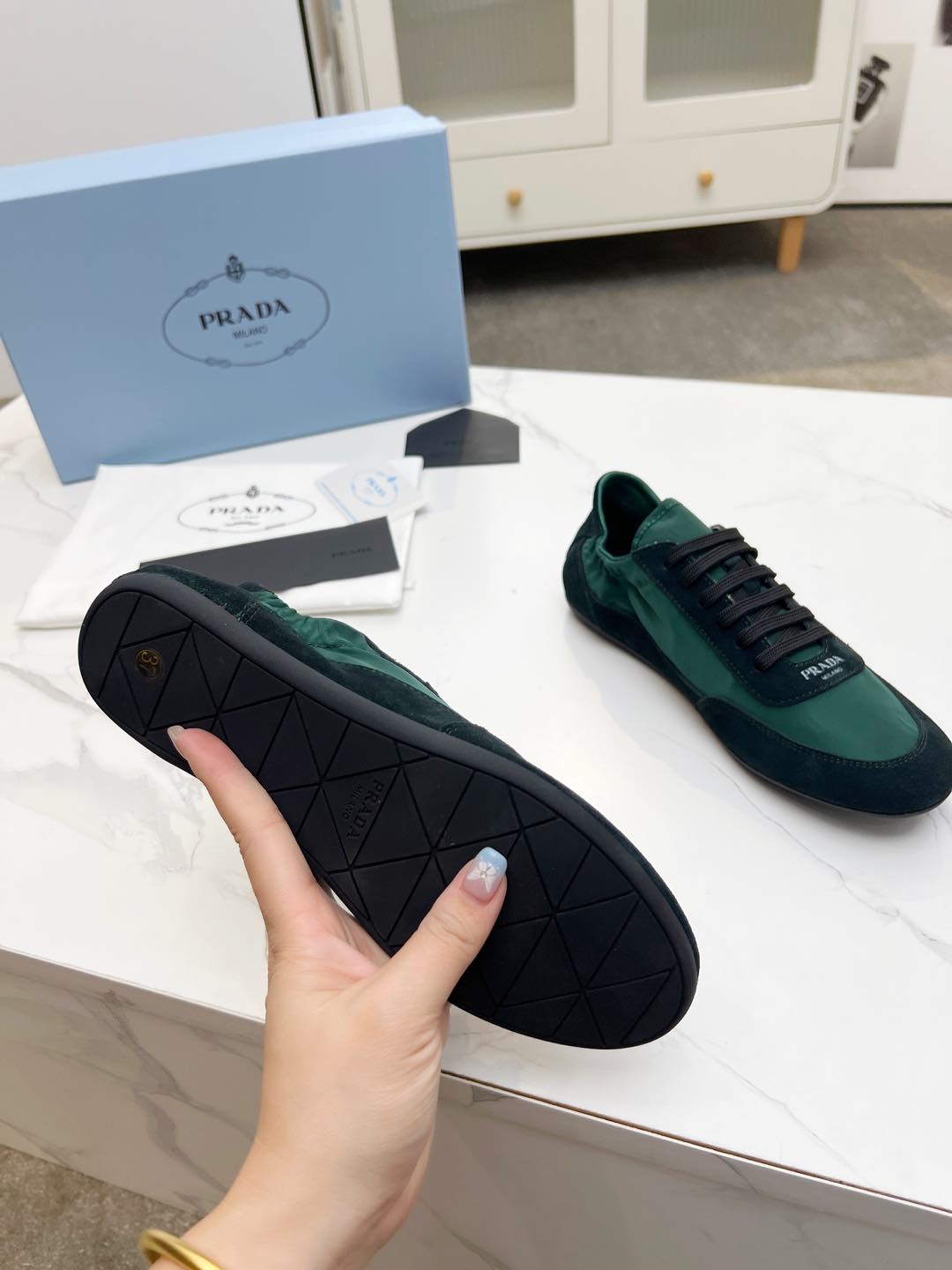 COLLAPSE SNEAKERS IN BLACK SUEDE AND FOREST GREEN NYLON、mysite、Cacoeks
