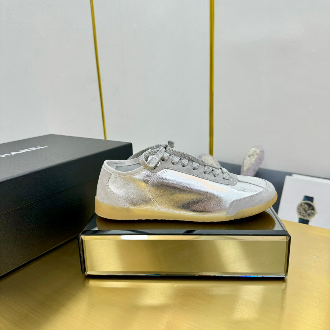 CC SNEAKER IN SILVER GRAY CALFSKIN AND SUEDE、mysite、Cacoeks