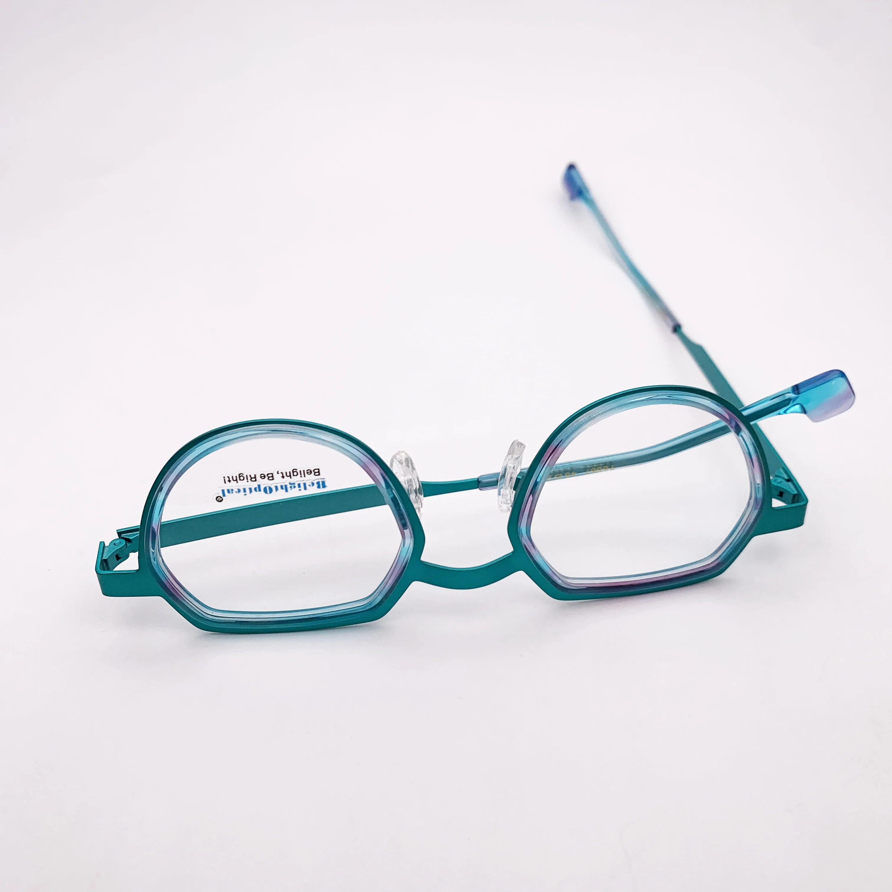 Fancy Colorful Vintage Metal with Aceate Pear Shape Optical Glasses Spectacle Frame Prescritpion Lens Women Style 76867