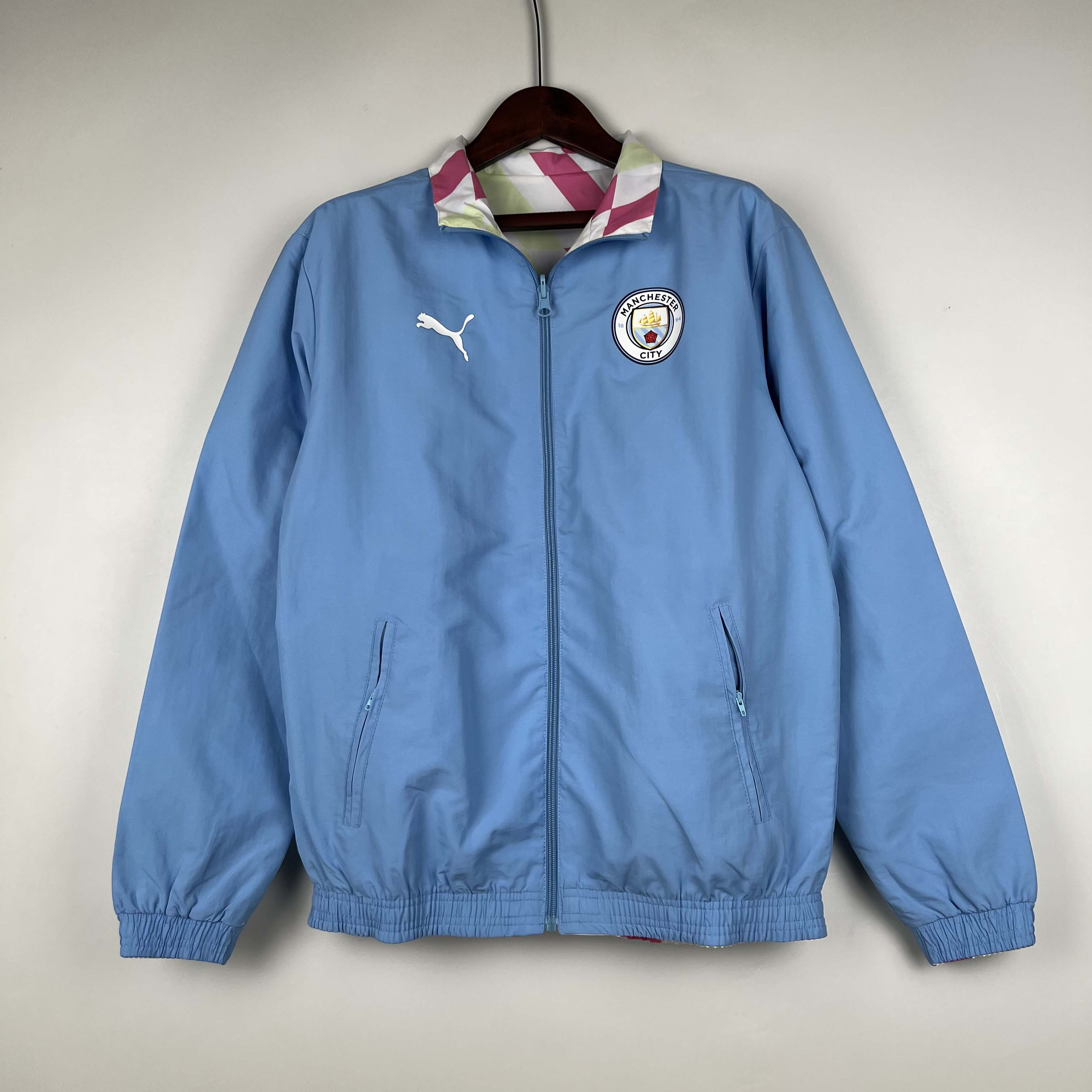 2023/2024 Manchester City Reversible Windbreaker Blue Soccer Jersey 1:1 Thai Quality:football jersey mysite: unitedjerseyfootball 邓江浪:football
