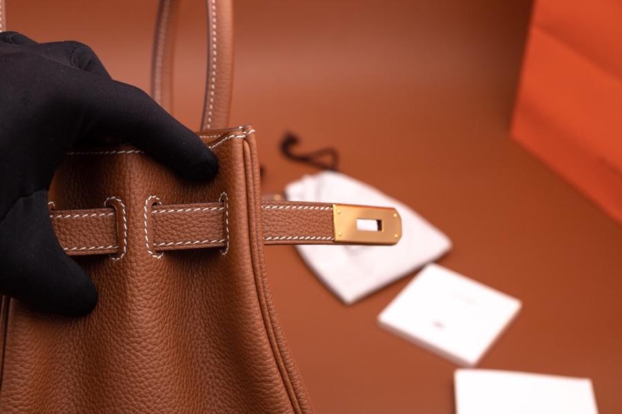 Original Copy Hermes Birkin 35cm Handbag Light Coffee with Gold