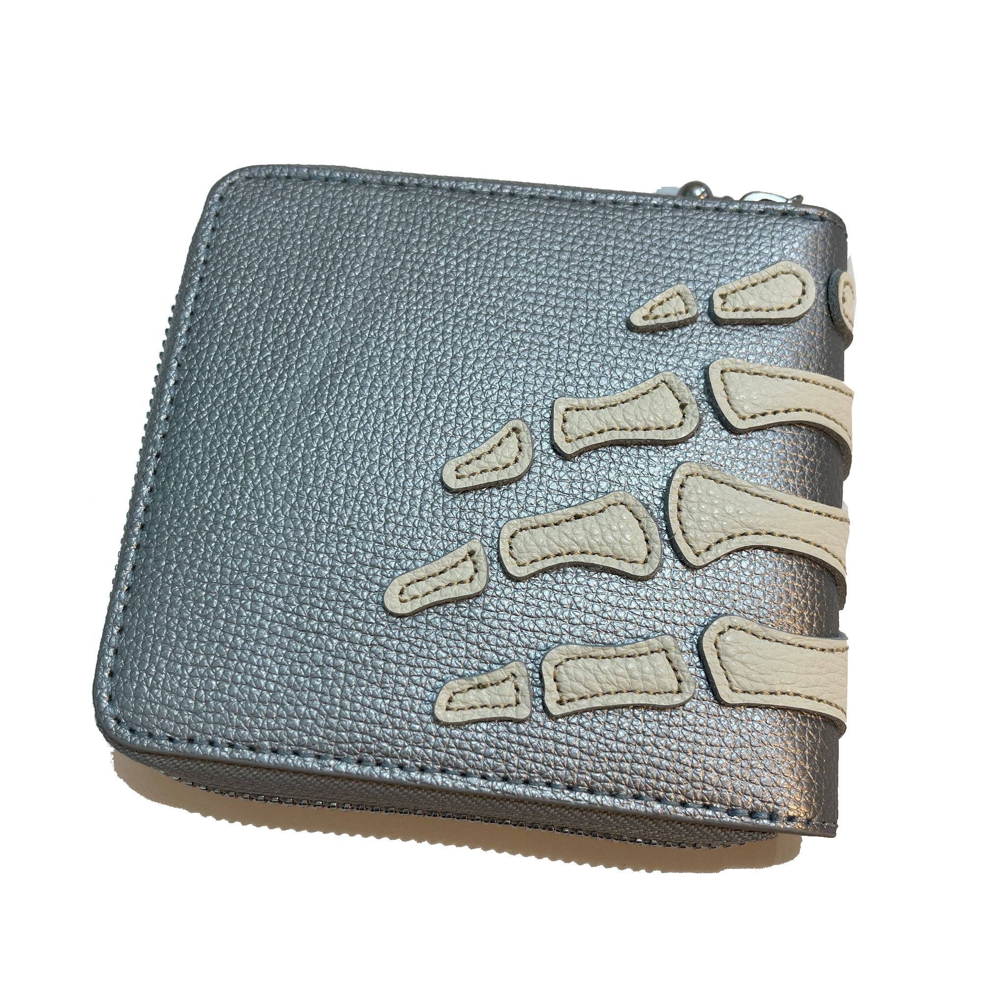 KAPITAL THUMBS UP BONE HAND ZIP WALLET  K2503XG523   Silver 