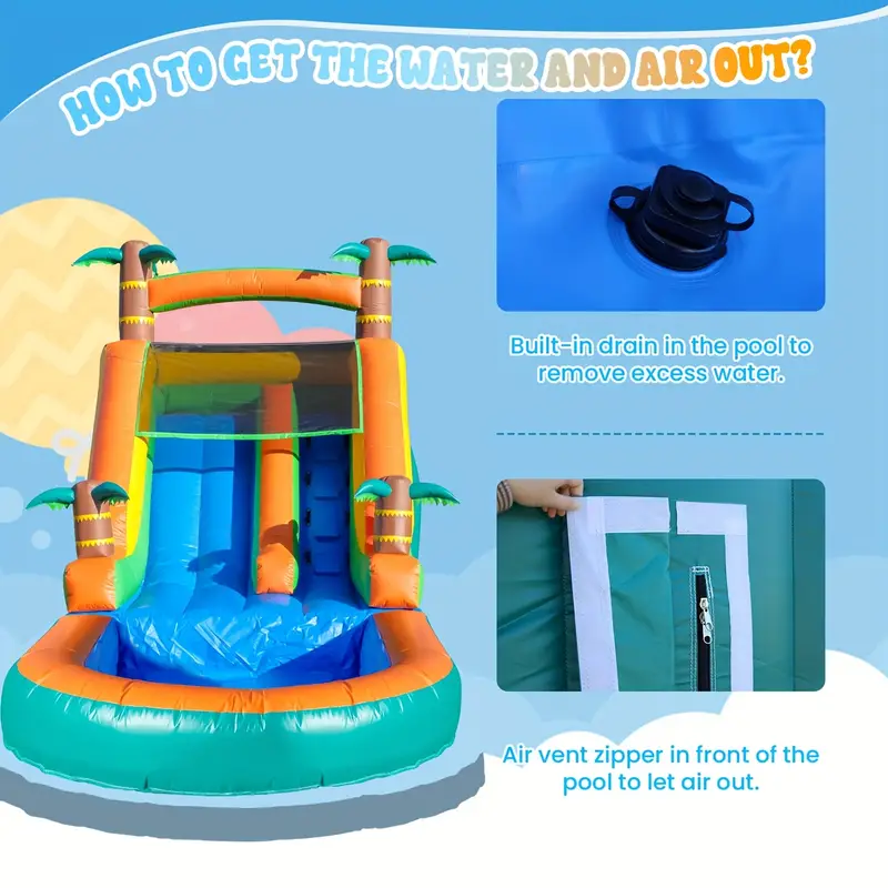 commercial grade bounce house water slide 21x9x12 inflatable with pool for kids and adults with blower wet dry use fun details 0