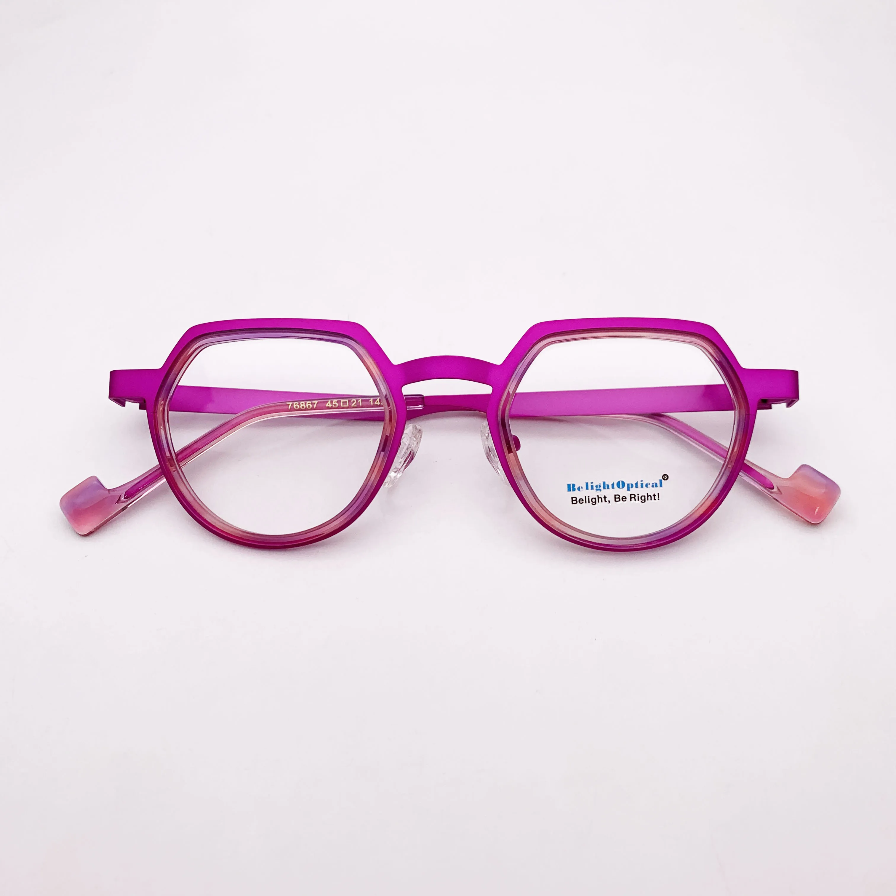 Fancy Colorful Vintage Metal with Aceate Pear Shape Optical Glasses Spectacle Frame Prescritpion Lens Women Style 76867