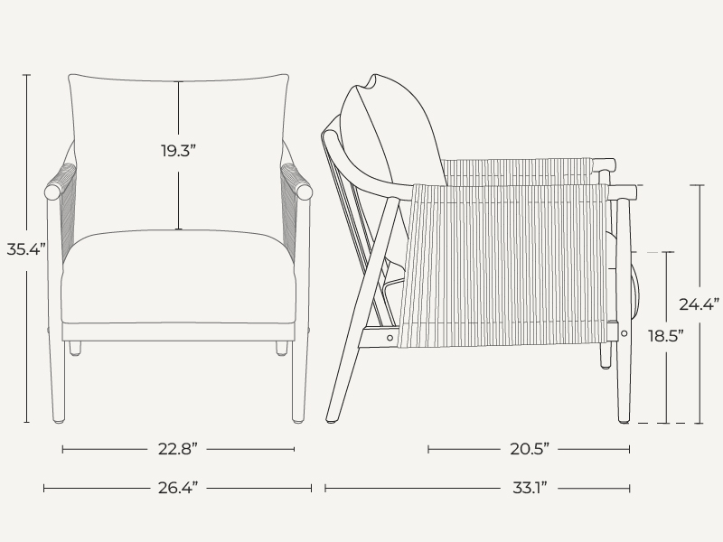CHITA Modern Braid Armchair Size
