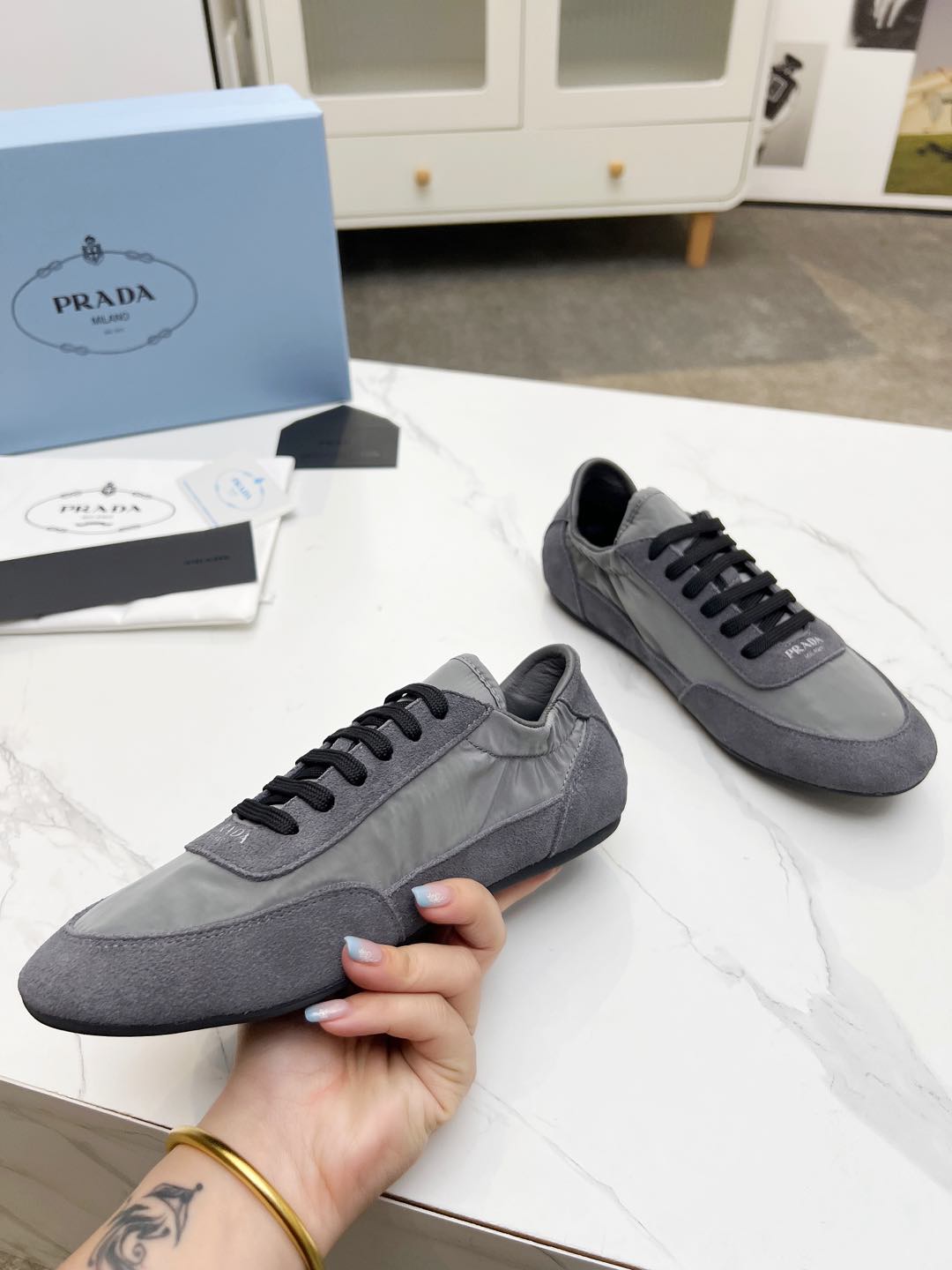 COLLAPSE SNEAKERS IN GRAY SUEDE AND NYLON、mysite、Cacoeks