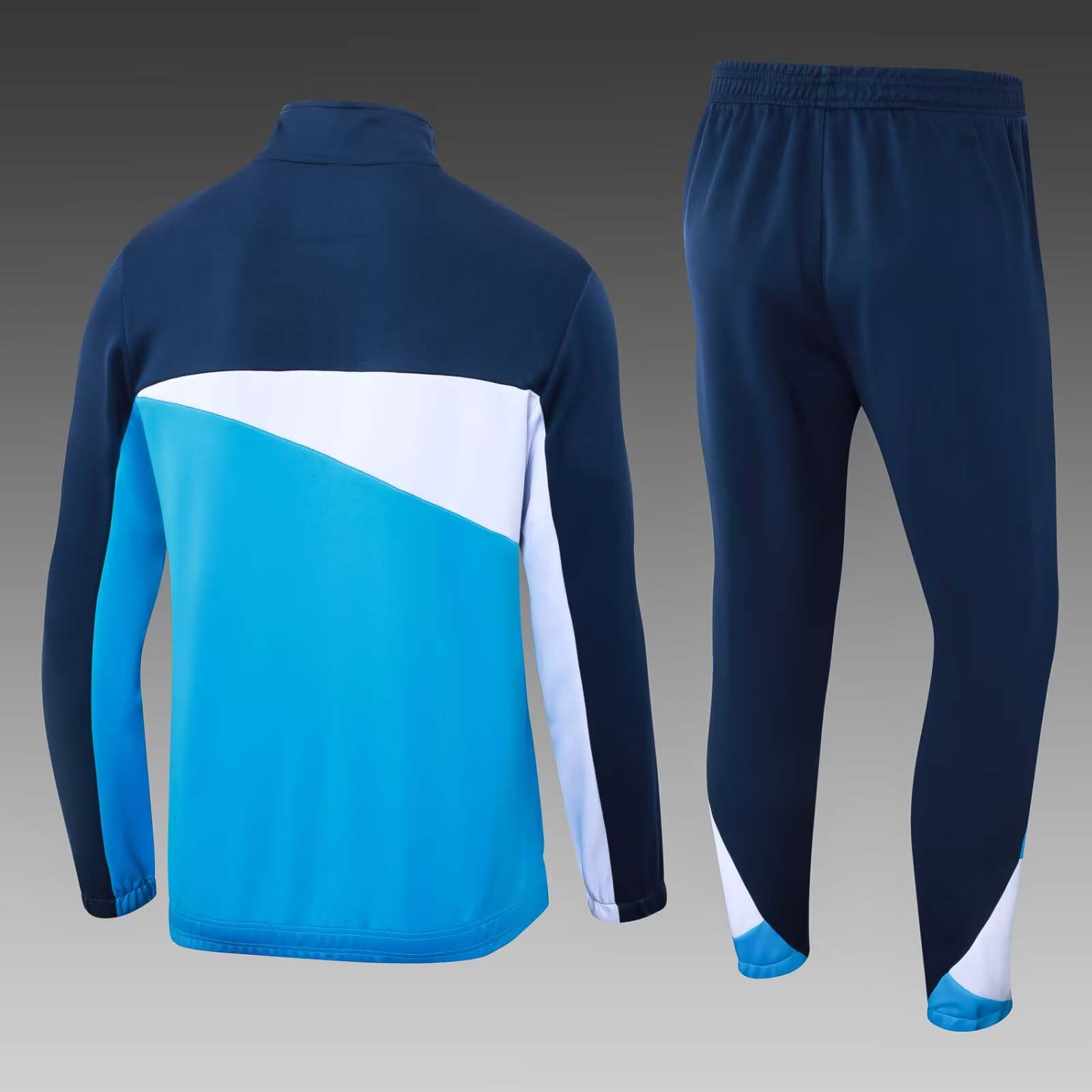 2024/2025 Olympique de Marseille Long Zip Jacket Sky blue and Royal Blue Football Jersey Set:football jersey mysite: unitedjerseyfootball 邓江浪:football