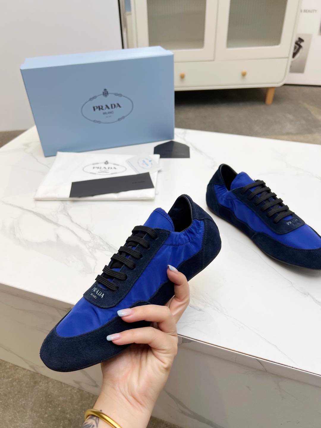 COLLAPSE SNEAKERS IN BLUE SUEDE AND NYLON、mysite、Cacoeks