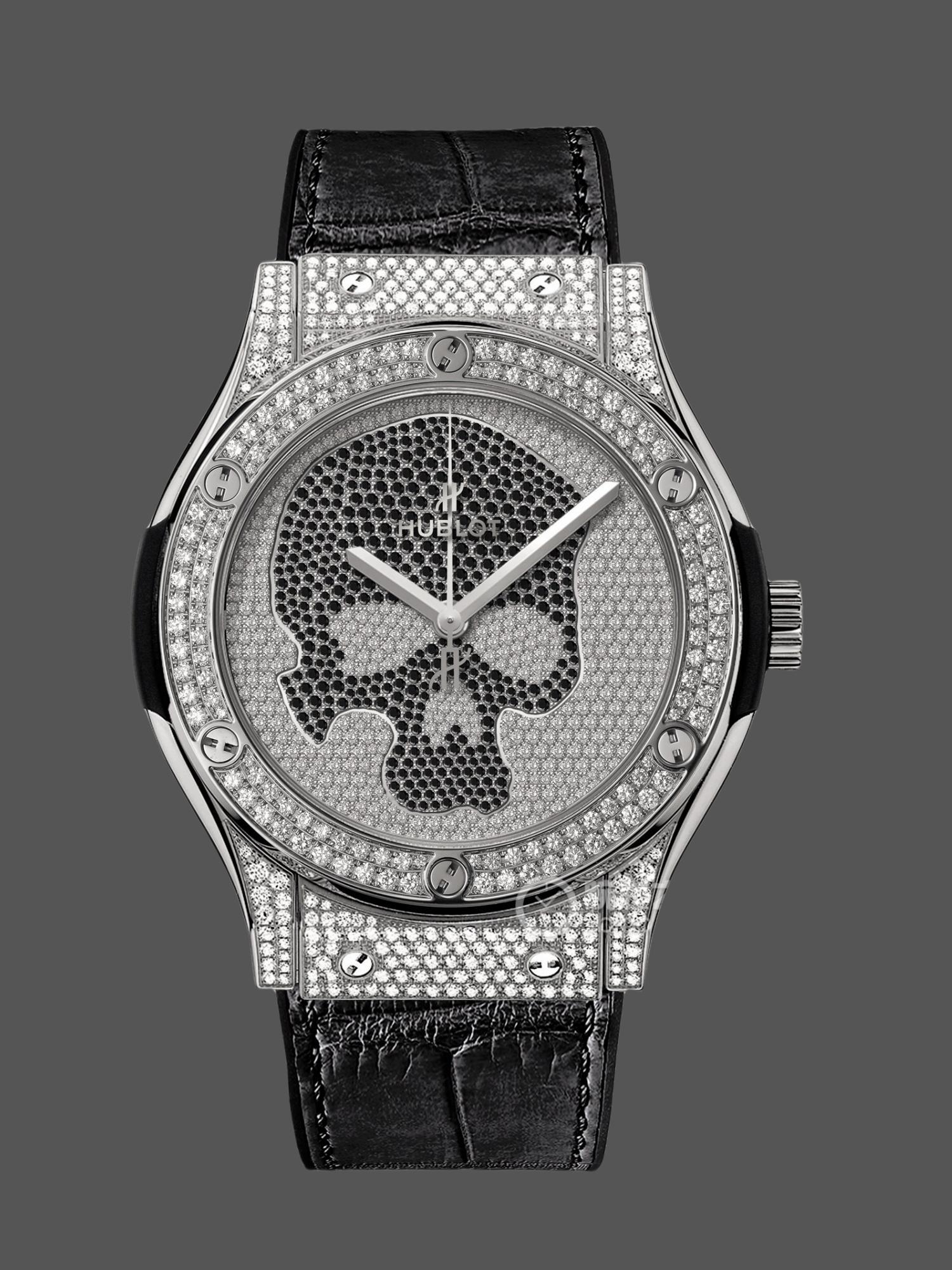 Hublot Classic Fusion Skull Titanium Full Pave 511.NX.9000.LR.1704.SKULL 45mm-fasswatch
