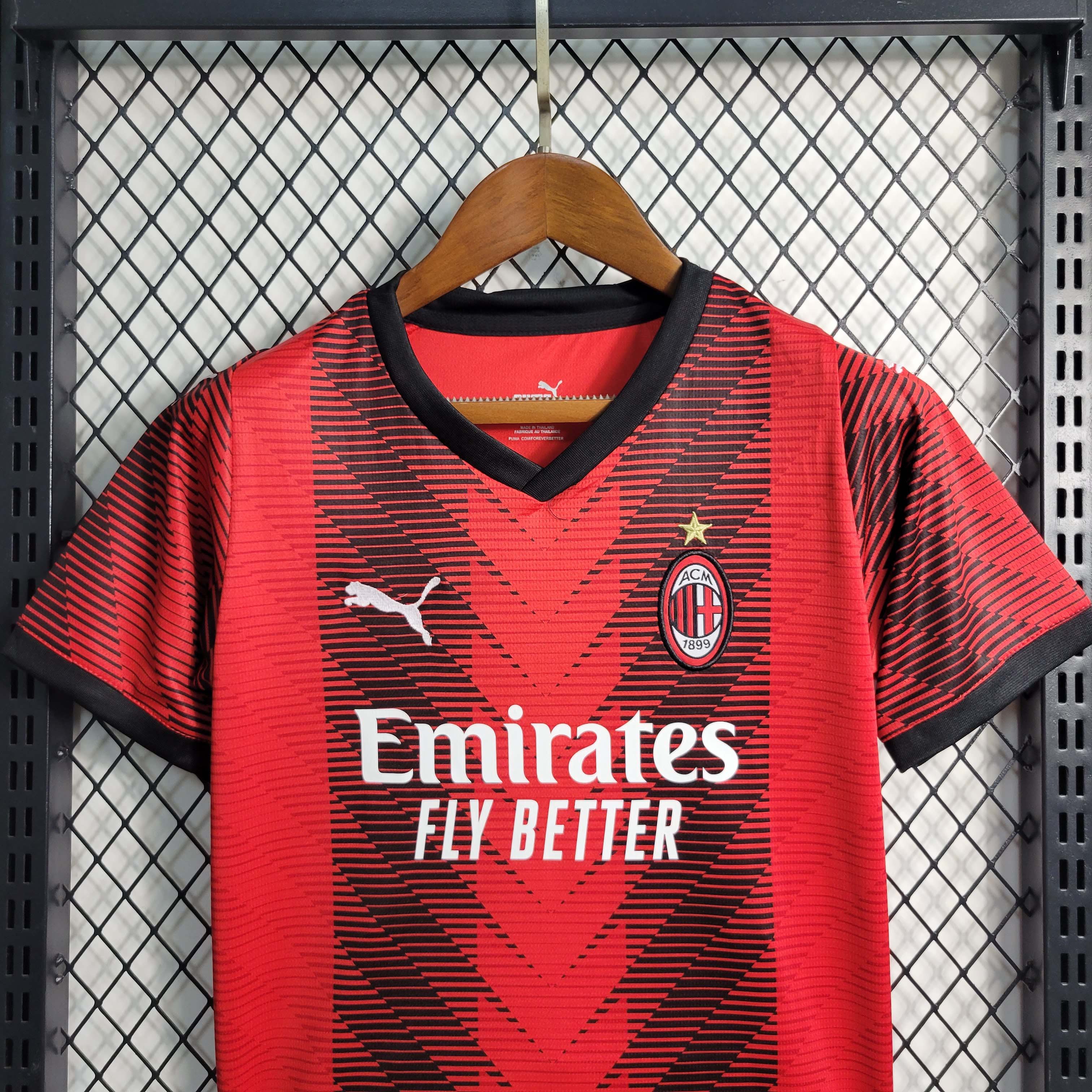Kids Size 2023/2024 AC Milan Soccer Jersey Home 1:1 Thai Quality:football jersey mysite: unitedjerseyfootball 邓江浪:football