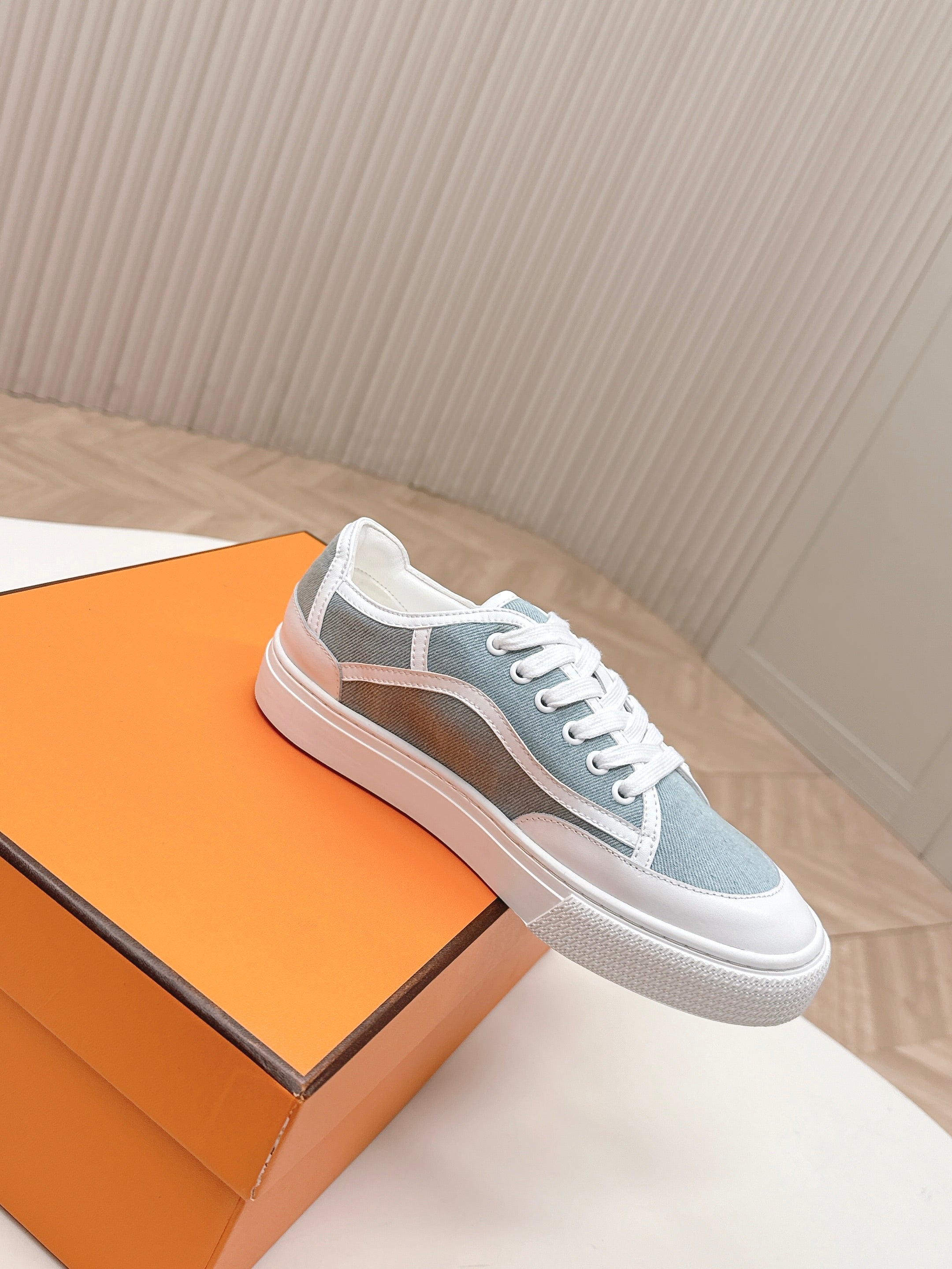 HM 25S SNEAKER LOW SPORTS IN BLUE DENIM MIX WHITE LAMBSKIN、mysite、Cacoeks