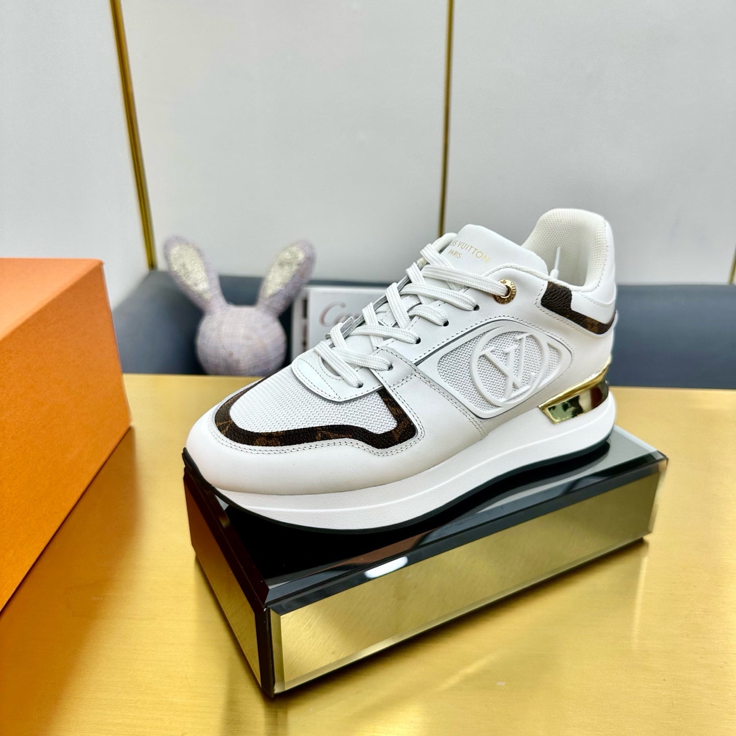 NEO RUN AWAY SNEAKER IN WHITE MIX CHOCOLATE BROWN CALFSKIN、mysite、Cacoeks