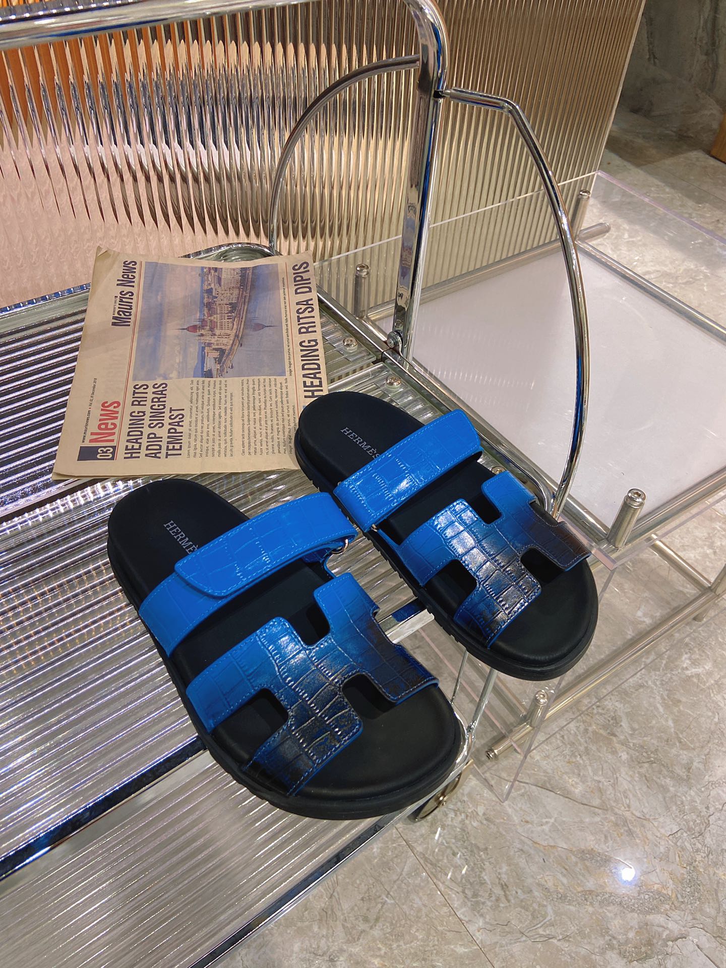 CHYPRE SANDAL OMBRE BLACK COBALT CALFSKIN、mysite、Cacoeks