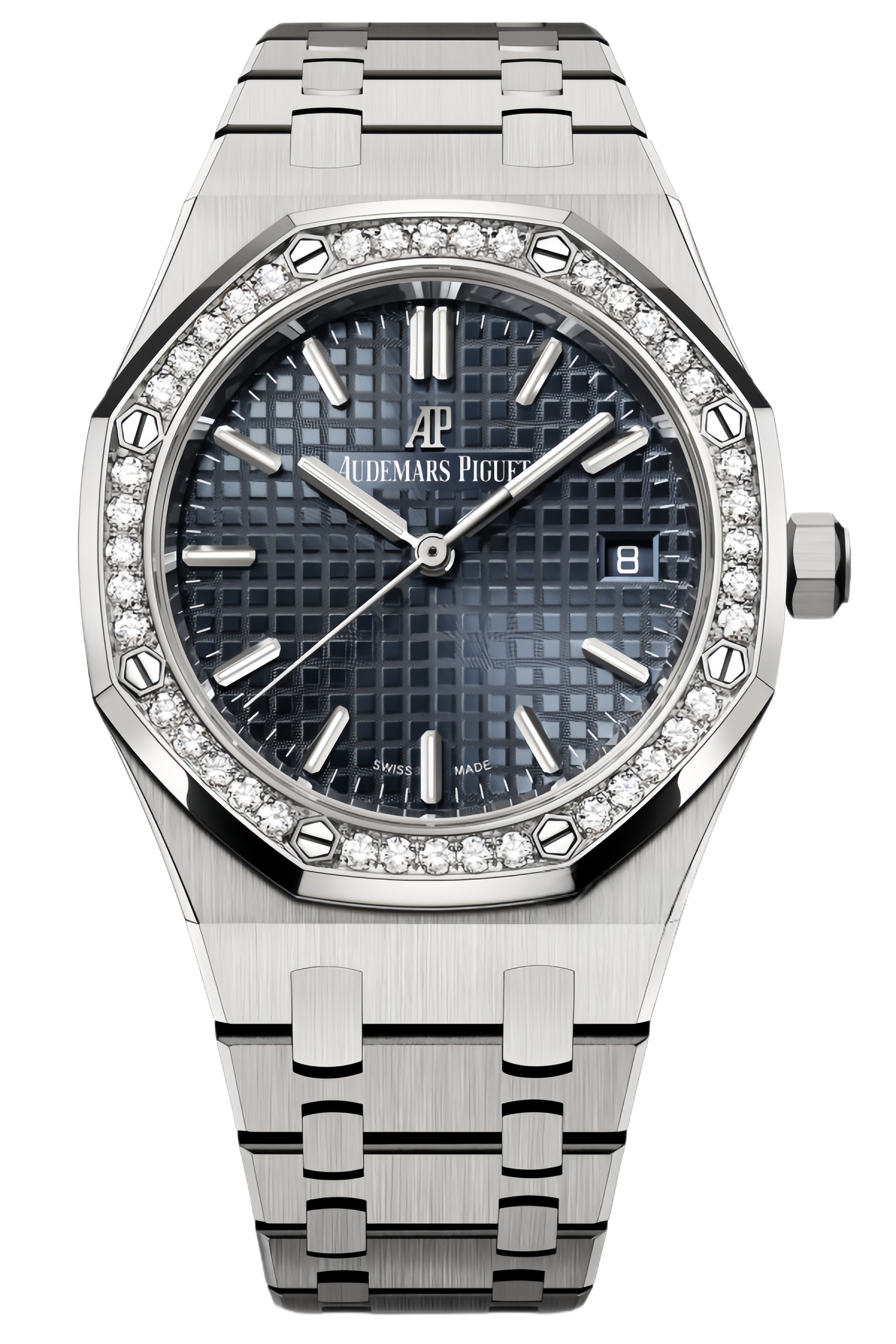 Audemars Piguet Royal Oak Ref. 77351ST.ZZ.1261ST.01 Super Clone Watch – 34mm Stainless Steel Case Diamond Bezel Silver Dial Swiss Replica