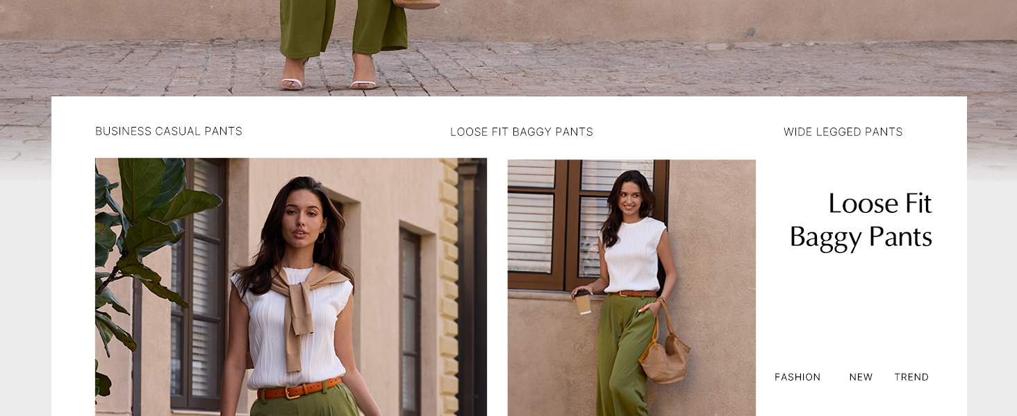 Women's Wide Leg Pants Elastic High Waisted