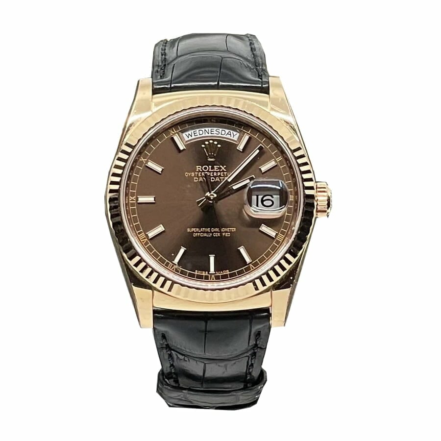 Rolex Day-Date Black Leather Replica-fasswatch