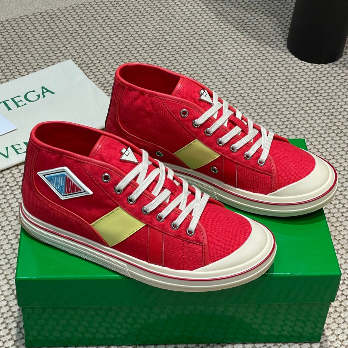 ELIOT SNEAKER IN CHERRY RED CANVAS AND CALFSKIN、mysite、Cacoeks