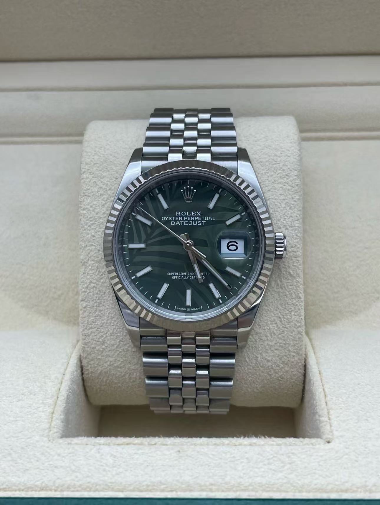 Rolex Datejust 36mm Super CloneSwiss Replica Watch Palm Dial Ref 126234 3235 Swiss Movement