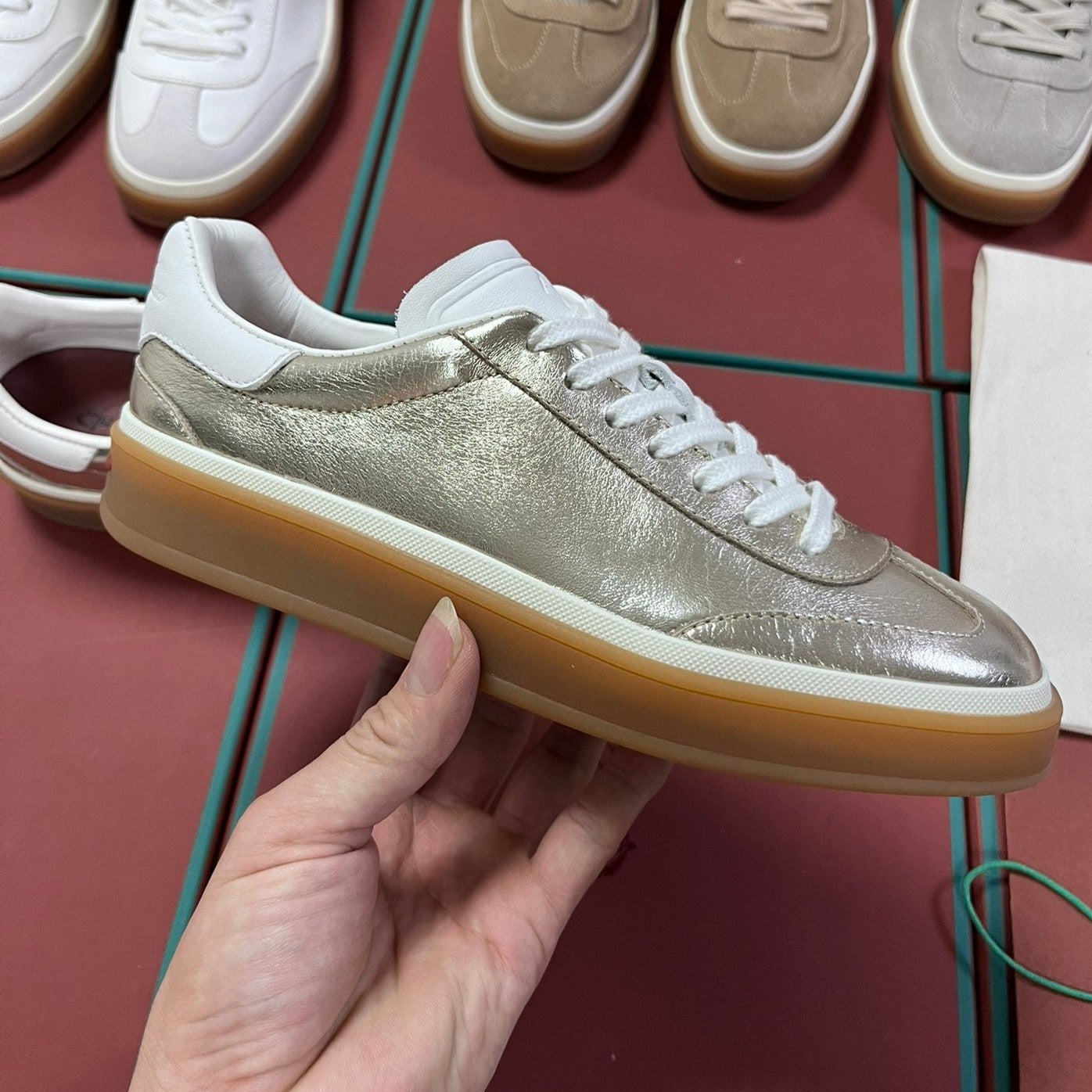 LP TENNIS WALK SNEAKERS SILVER CALFSKIN、mysite、Cacoeks