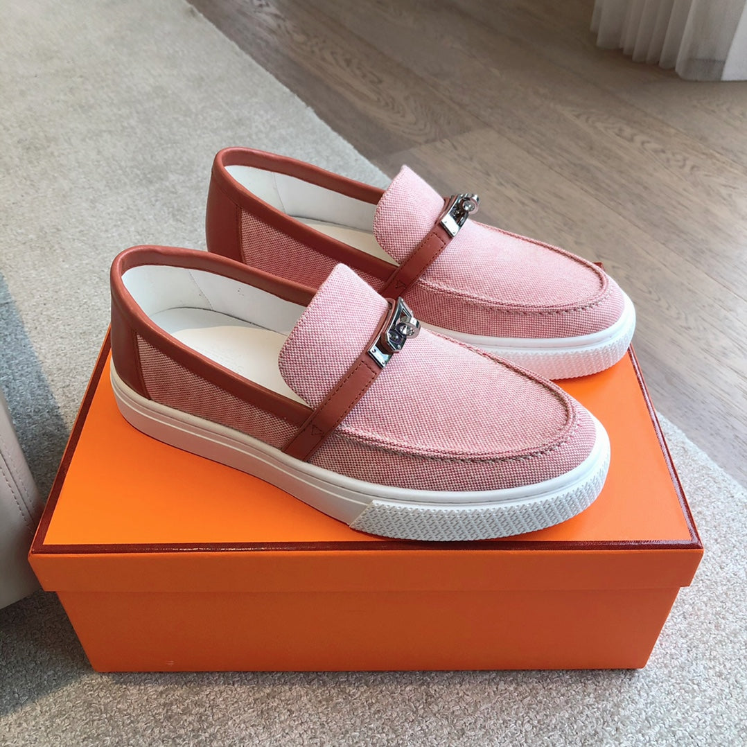 GAME SLIP-ON SNEAKER LIGHT PINK FABRIC AND CALFSKIN、mysite、Cacoeks