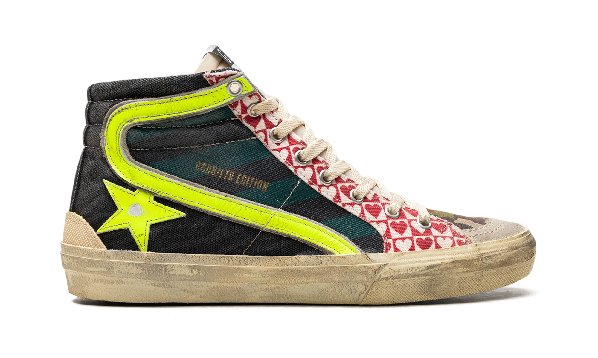 SLIDE CANVAS UPPER SUEDE AND GABARDINE TOE NYLON TONGUE LEATHER STAR AND WAVE "BLACK GREEN ICE YELLOW"、mysite、Cacoeks