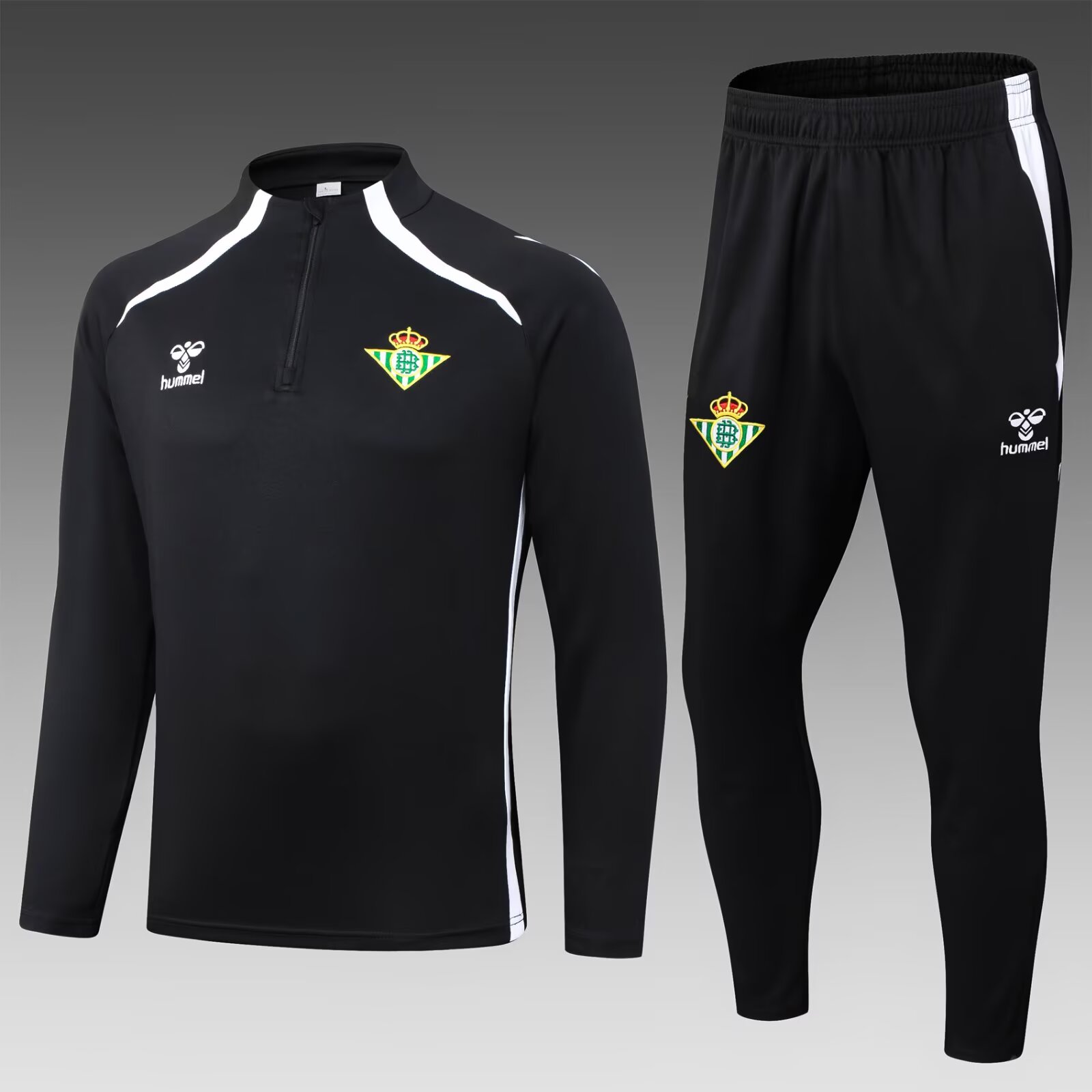 2025/2026 Real Betis Half-Pull Training Suit Black Football Shirt 1:1 Thai Quality Set:football jersey mysite: unitedjerseyfootball 邓江浪:football